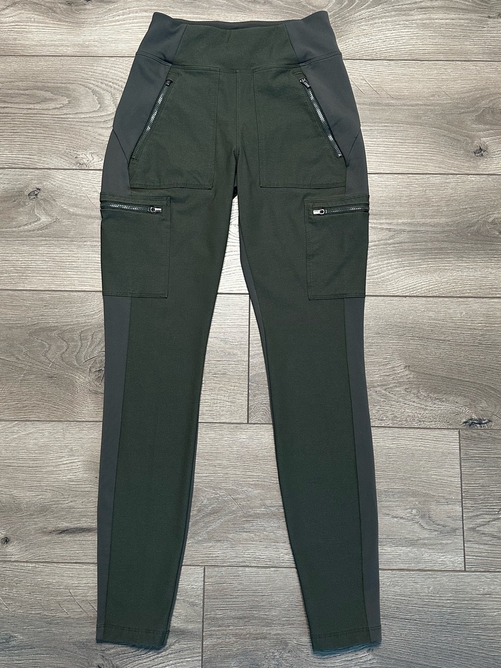 Athleta Headlands Hybrid Cargo Mid Rise Hiking Casual Skinny Ankle Pants Green 0